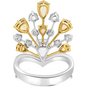 Women's 925 Silver <b>Cocktail</b> <b>Ring</b> With Pear Cut Diamond Heart Shape 18K <b>Gold</b> Plated Romantic Engagement <b>Ring</b> - Product Image 3