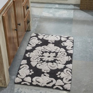 Tapis de bain classique en coton, motif floral rectangulaire, dos antidérapant en caoutchouc, design touffeté épais, usage domestique - Product Image 4