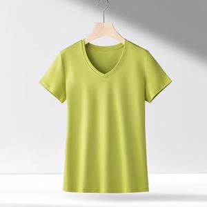 Camiseta de Mujer de Algodón Supima 100%, de Alta Calidad, Corte Regular, Cuello en V, Secado Rápido, Transpirable, Protección UV, MOQ Bajo - Product Image 3