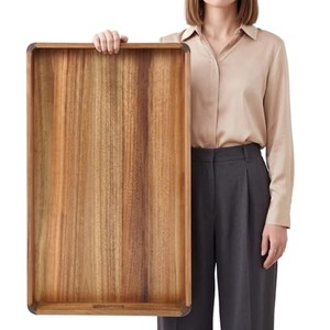 Bandeja de Servir de Madera de Acacia con Asas |   Plato de Madera Minimalista al por Mayor - Product Image 3