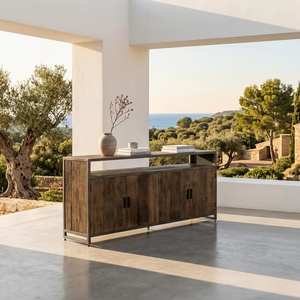 Canbera Custom Solid Wood Sideboard <b>Cabinet</b> Extra Long Metal Base Scandinavian Modern Design Durable Bedroom Home Furniture - Product Image 2