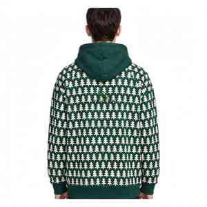 Sweat à capuche unisexe NEXTEX en molleton de coton doux vert forêt avec imprimé graphique arbre de pin - Product Image 4