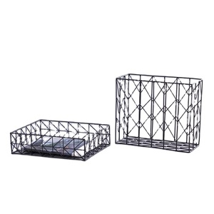 Oneup — ensemble de paniers à fruits et légumes en fil métallique, ensemble de 2 paniers décoratifs de couleur noire en fer - Product Image 1