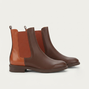 Botas de Tobillo de Cuero Unisex Impermeables, Botas de Tobillo de Cuero Genuino OEM para Hombre, Botas de Tobillo de Cuero para Mujer con Diseño Slip-On - Product Image 2