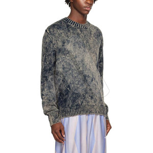 Suéter de Punto Oversize para Hombre, Estilo Streetwear, Lavado Ácido, 100% Algodón, Transpirable, con Logotipo Personalizado, OEM, Alta Calidad, 2026 - Product Image 4