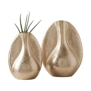 Juego de Jarrones de Flores de Metal Dorado Moderno y Lujoso para Decoración de Mesa de Boda, Jarrones Decorativos de Aluminio Martillado Hechos a Mano - Product Image 1