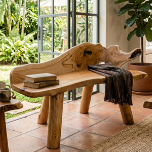 Banco de raíz de teca rústico premium ARTERRA, muebles de patio artesanales para exteriores, para casa, villa, resort - Product Image 3