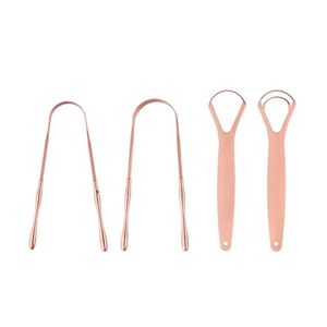 Raspador de Lengua de Doble Color, Plata y Oro Rosa, Juego de 2 Piezas, Forma de U, Acero Inoxidable, Higiene Bucal, Eliminador de Bacterias y Mal Aliento para Adultos - Product Image 1