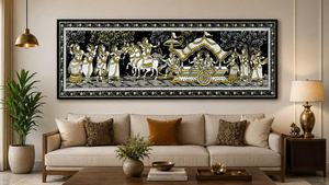 Peinture murale rectangulaire en coton, style Pattachitra ethnique, artisanat traditionnel indien mythologique, fait main, pour la maison, vente en gros - Product Image 2