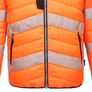 High Visibility <b>Orange</b> Reflective Puffer <b>Jacket</b> Men's Safety Winter Workwear Thermal Quilted Waterproof Construction Parka - Product Image 4