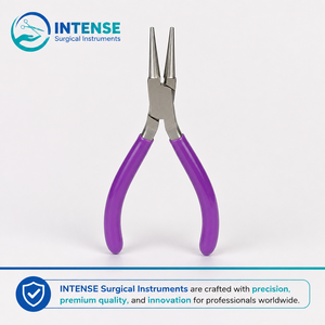 Pince à bec rond professionnel en acier inoxydable pour bijoux, outil de précision pour la création de boucles de fil, avec poignées confortables violettes - Product Image 6