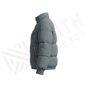 Hooded Quilted Waterproof <b>Bubble</b> Jacket Black Full Sleeve Winter Windproof Cotton Shell Knitted Fabric Polyester Filling Stand - Product Image 3