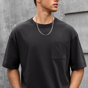 Camiseta de Algodón Transpirable con Logotipo Personalizado, Hombros Caídos, Cómoda, para Hombre, Color Sólido, Resistente, Talla Grande, Diseño en Blanco - Product Image 4