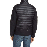 Veste matelassée coupe-vent respirante à col montant avec logo frontal pour homme adulte, fermeture éclair noire, manches longues, décontractée, hiver