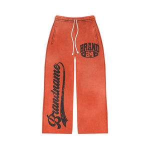 Chándal Oversize Naranja con Lavado Ácido y Color Sólido para Tallas Grandes |   Sudadera con capucha y pantalones deportivos holgados con estampado completo |   Algodón Grueso de Invierno - Product Image 6