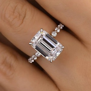Bague de fiançailles Afar Jewels en diamant de laboratoire taille émeraude certifié IGI, plaqué or 14 carats, pour femme, bijou de fête et alliance de mariage - Product Image 4