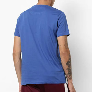 T-shirt bleu à manches courtes pour homme 2026, col rond, coupe classique, en jersey de coton, décontracté, avec logo frontal - Product Image 3