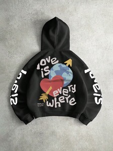 Custom 100% Cotton Heavyweight Hoodie With Custom Puff Print 3D Letter 100% Cotton Solid Color Hooded Hoddie With Front Pocket - Product Image 4