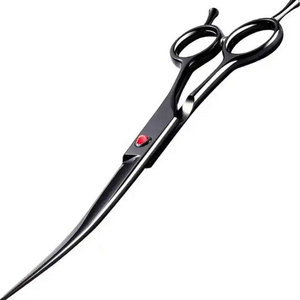 Tijeras de Peluquería Canina para Diestros, de Acero Inoxidable con Recubrimiento Negro, de 7.5 Pulgadas, con Reposa-Dedos y Hojas Curvas y Puntas Redondeadas, Venta al Por Mayor - Product Image 1