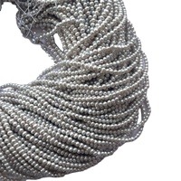 Perles d'eau douce naturelles grises blanchâtres de 3 mm 4 mm, lisses, en fil, vente en gros, pierres précieuses certifiées IGI, fournisseur direct Vivaaz Gems