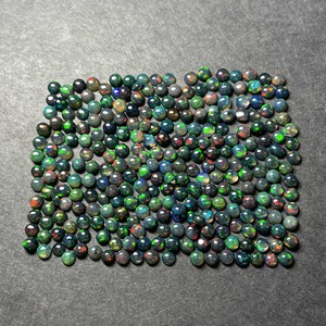 Natural Ethiopian Black Opal Round Cabochon <b>Stone</b> ,100% Natural Multi <b>Fire</b> Opal Gemstone, Small Mix Sizes Loose Opal - Product Image 3