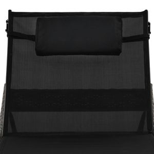 Chaise longue en polyrotin marron et noir avec structure en acier et tissu Textilene, chaise longue d'extérieur durable - Product Image 5