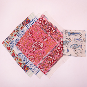 Boho Style Hand Block Printed Cotton Bandanas 55x55cm Aesthetic Floral Square Scarf Premium Artisan Headband & <b>Neck</b> <b>Tie</b> - Product Image 4