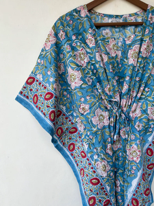 Vestido Kaftán sin Mangas de Algodón con Estampado Digital, Ligero, Informal, Estilo Bohemio, para Verano, Vacaciones, Estampado Floral, Maxi para Mujer, Marca Naaz - Product Image 3