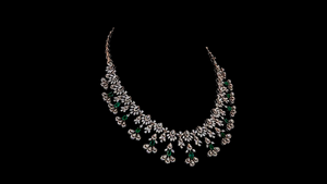 Luxury Lab Emerald Green Drop with Lab Grown Pear Marquise Diamond <b>Necklace</b> | Bridal Wedding Party Statement Jewelry for Women - Product Image 2
