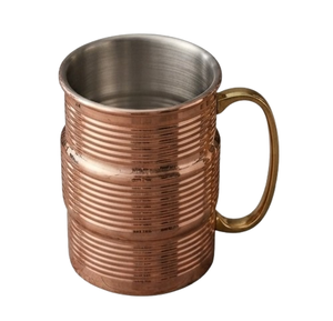 Ribbed Design Copper Metal <b>Mug</b> Kitchenware <b>Mug</b> Pure Copper Finished <b>Mug</b> Medium Size Drink Water Serving <b>Glass</b> - Product Image 3