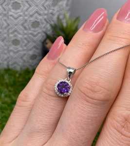 Colgante de Amatista Natural en Plata de Ley 925 con Oro, Estilo Vintage, Certificado IGI, Joyería Fina Hecha a Mano, Regalo para Mujer, Venta al Por Mayor - Product Image 4