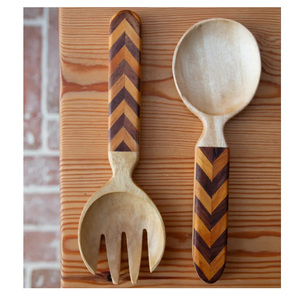 Lovely Wooden <b>Salad</b> Server Spoon & Fork Set Premium Cutlery Flatware Wooden <b>Salad</b> Server Elegant Serving Gift Collection - Product Image 4
