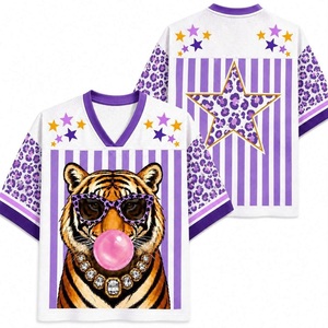 Y2K Leopard Print V-Neck Oversized T-Shirt With Rhinestone Glasses And <b>Bubble</b> Gum Design Unisex Breathable Summer Style - Product Image 6
