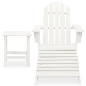 Sedia Adirondack in legno massello di abete e tavolo Set di mobili da giardino bianchi - Product Image 2