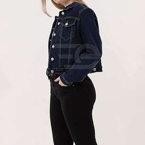 Stylish Women Jeans Jacket Custom Logo Cotton Button Front Slim Fit Eco-Friendly Streetwear Daily Wear Fashion Trendy - Product Image 4