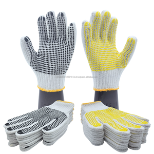 Guantes de Seguridad de Algodón, Texturizados, Antideslizantes, con Puño de Punto, para Uso General, con Patrón de Puntos Amarillos y Negros - Product Image 5