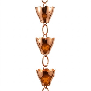 Chaîne de pluie en métal doré cannelé au design magnifique, pour gouttière et déversoir d'eau de pluie, accent décoratif pour la maison et le jardin, en promotion - Product Image 3