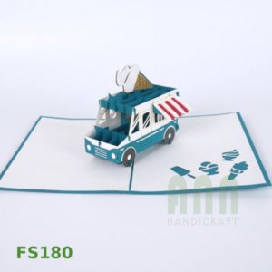 ANN HANDICRAFT FS180 Ice Cream <b>Car</b> Friendship 3D Pop Greeting Cards Custom Die Cutting Printing Thank You Gift Card Art - Product Image 5