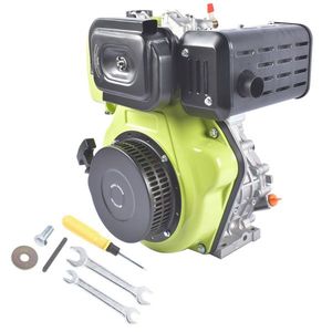 Motore Diesel Monocilindrico Verde 10HP 4 Tempi 418CC 6300W Avviamento a Strappo 3600RPM Raffreddato ad Aria con Avviamento Elettrico per Imbarcazioni Marine - Product Image 4