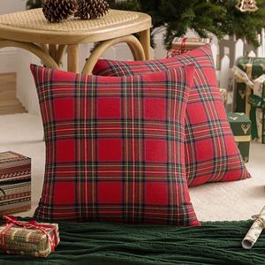 Pack of 2 Scottish Tartan <b>Red</b> Christmas Plaid Decorative Throw Pillow <b>Covers</b> Farmhouse Home Holiday <b>Cushion</b> Case - Product Image 2