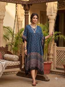 Kaftan en pure soie modale imprimé Ajrakh - Product Image 4