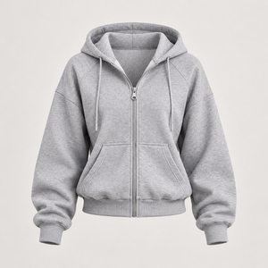 Conjunto Deportivo Gris para Mujer, Sudadera con Cierre Frontal y Bolsillos Utilitarios, Pantalones Anchos de Dos Piezas - Product Image 3