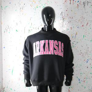 ARKANSAS BLACK <b>Mock</b> <b>Neck</b> Sweatshirt 100% PINK Applique Embroidery wide <b>neck</b> Sweatshirt Finer Threads - Product Image 4