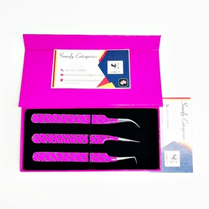 Pince à épiler professionnelle Somoly Enterprises pour cils, en acier inoxydable durable, pointe lisse, prise parfaite, longueur 10 mm, logo personnalisé sur papier - Product Image 3