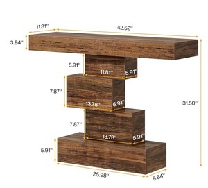 Mesa Consola Moderna de Madera Maciza con Base de Pedestal, Diseño Rústico, Mueble para Entrada o Sala de Estar - Product Image 6
