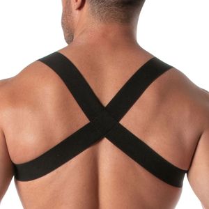 Arnés de Neopreno para Hombre, Estilo Bulldog, Color Azul, Ropa de Club Fetichista, Arnés de Pecho Ajustable de Cuero - Product Image 5