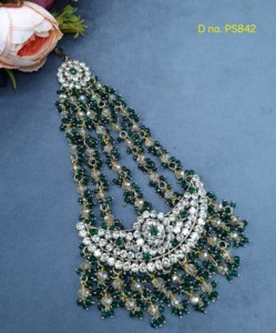 Chaîne de tête de mariée pakistanaise tendance, ornements capillaires perlés en cristal, pinces latérales de mariage ethniques traditionnelles, vente en gros - Product Image 2
