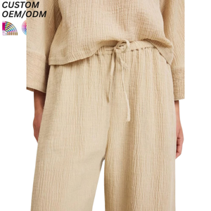 Pantalon décontracté élégant et polyvalent pour homme, coupe ample, jambe large, taille mi-haute avec cordon de serrage, 100 % ramie et coton, léger, idéal pour l'été – Nouvelle collection - Product Image 4