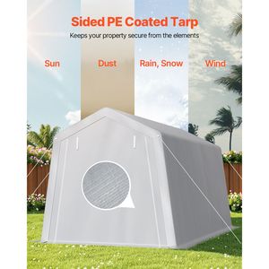 Carpa de Almacenamiento Portátil Resistente para Exteriores de 8 x 14 pies, con Techo Impermeable y Puerta Enrollable con Ventilación - Product Image 3