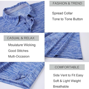 Men's Striped Lightweight Breathable Moisture Wicking Quick-Dry Short <b>Sleeve</b> Casual Polo Shirts - Product Image 4
